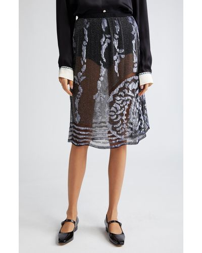 Bode Hyatt Bead & Sequin Embellished Sheer Mesh Skirt - Gray