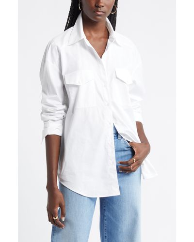 Nordstrom Poplin Two-pocket Button-up Shirt - White