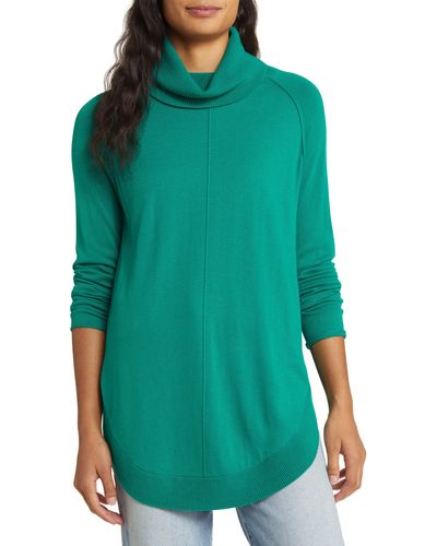Caslon Caslon(r) Turtleneck Tunic Sweater - Green