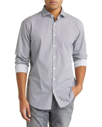Brax Harold Hi-flex Stretch Cotton Button-up Shirt - Gray