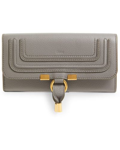 Chloé Marcie Leather Long Wallet - Gray