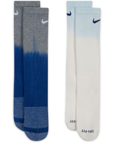 Nike Assorted 2-pack Everyday Plus Dri-fit Cushioned Crew Socks - Blue