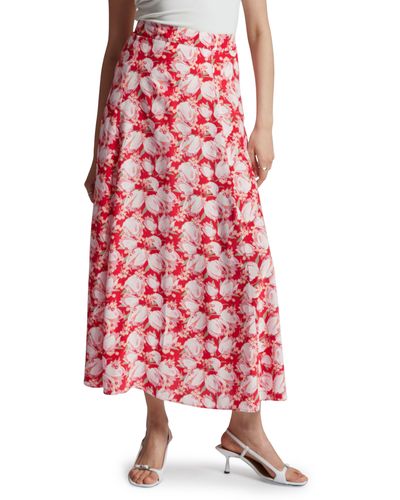 & Other Stories & Paquita Floral Midi Skirt - Red