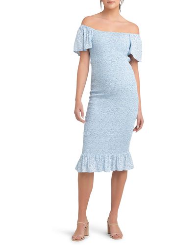 Ripe Maternity Selma Shirred Body-con Maternity Dress - Blue