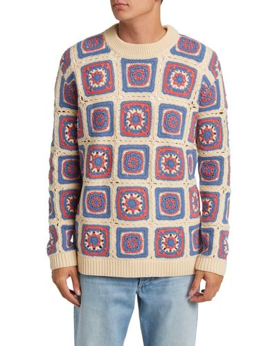 NN07 Crochet Wool Blend Sweater - Red