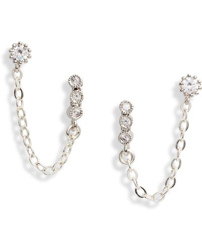 SET & STONES Maven Double Stud Chain Earrings - Metallic