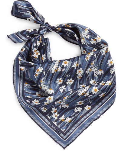 Liberty Daisy Lawn Floral Silk Scarf - Blue