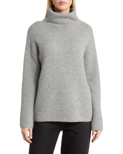 Nordstrom Fuzzy Cowl Neck Sweater - Gray