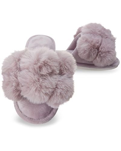 Memoi Luxe Faux Fur Pom Memory Foam Slipper - Pink
