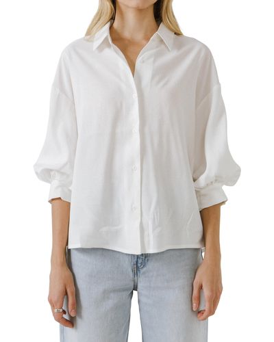 English Factory Balloon Sleeve Button-up Shirt - White