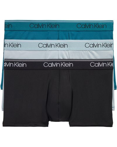 Calvin Klein 3-pack Low Rise Microfiber Stretch Trunks - Blue