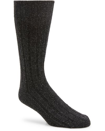 American Trench Ribbed Wool & Silk Blend Boot Socks - Black