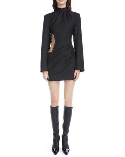 Acne Studios Dormi Pinstripe Wool Jacquard Minidress - Black