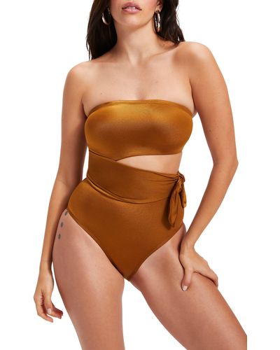 GOOD AMERICAN Cutout One-piece Swimsuit - Brown