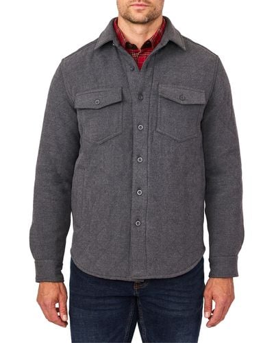 Rainforest Elbow Patch Brushed Twill Quilted Shirt Jacket - Gray