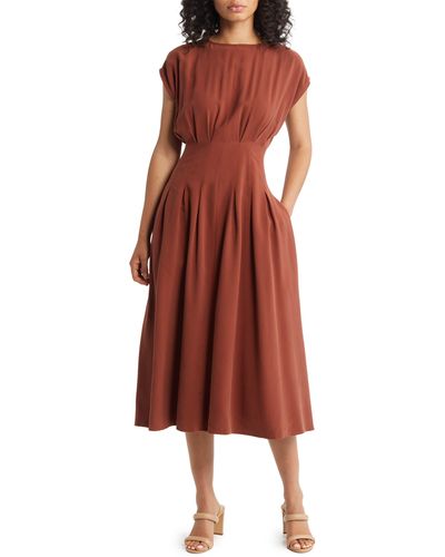 Nordstrom Pleated A-line Dress - Red