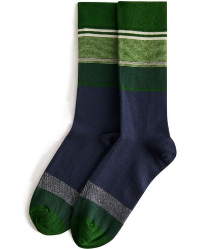 Ted Baker Sokkfor Stripe Organic Cotton Blend Dress Socks - Green