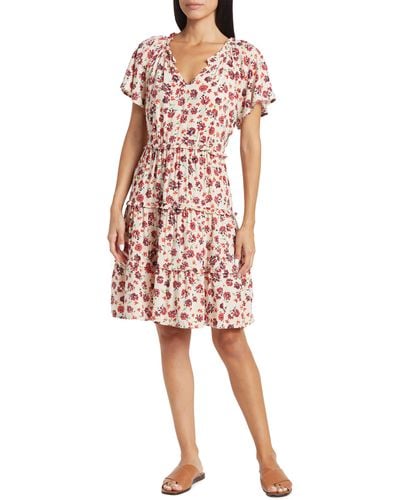 Beach Lunch Lounge Camila Floral Flutter Sleeve Dress - Multicolor