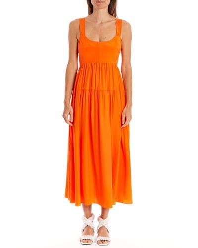 La Ligne Cutout Back Silk Maxi Dress - Orange