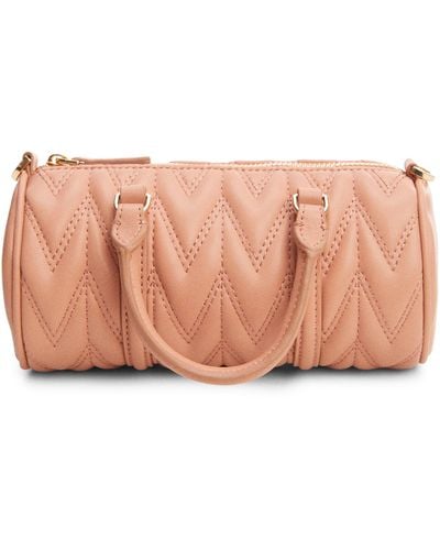Mango Quilted Double Handle Crossbody Bag - Pink