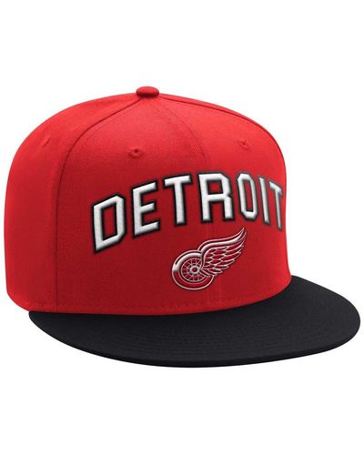 Starter /black Detroit Wings Arch Logo Two-tone Snapback Hat At Nordstrom - Red