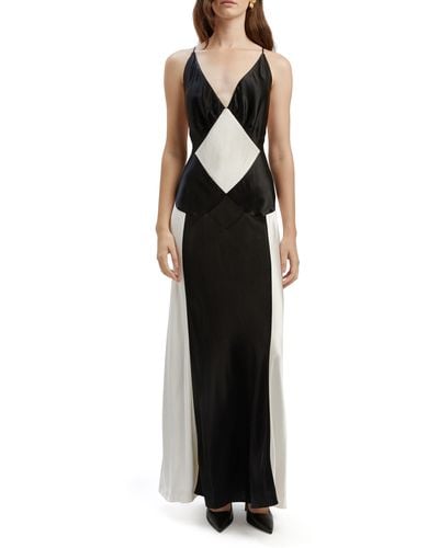 Bardot Adora Contrast Satin Gown - Black