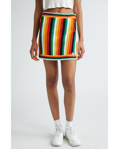 Casablancabrand Stripe Bouclé Sweater Skirt - Black