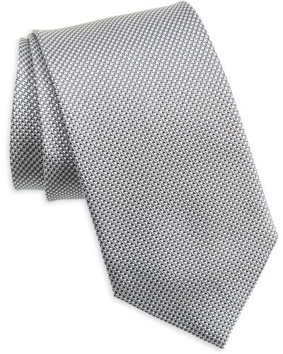 David Donahue Neat Silk Tie - Gray