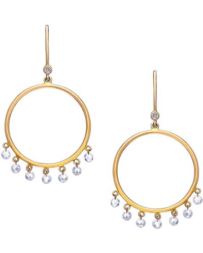 Sethi Couture Cien Diamond Circle Drop Earrings - Metallic