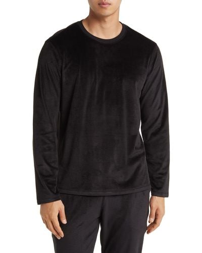 Daniel Buchler Chainlink Velour Long Sleeve Pajama T-shirt - Black
