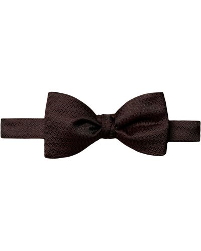 Eton Red Herringbone Silk Bow Tie - Brown