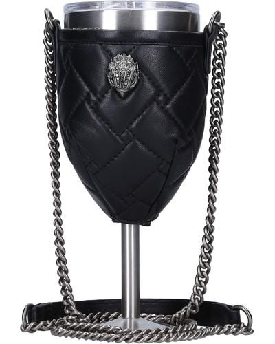 Kurt Geiger Quilted Leather Crossbody Wine Glass Holder With Portable Wine Glass - Black