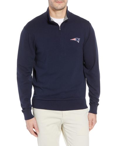Cutter & Buck New England Patriots - Lakemont Regular Fit Quarter Zip Sweater - Blue