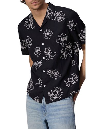 Rag & Bone Avery Embroidered Camp Shirt - Black