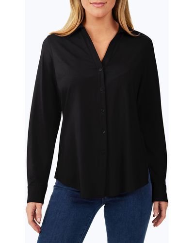 Foxcroft Mary Jersey Top - Black