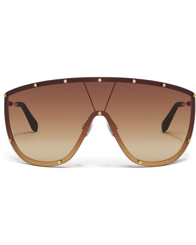Quay On Set 70mm Oversize Shield Sunglasses - Brown