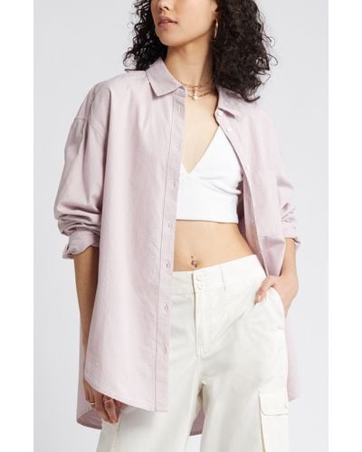 BP. Oxford Cotton Button-up Shirt - Pink