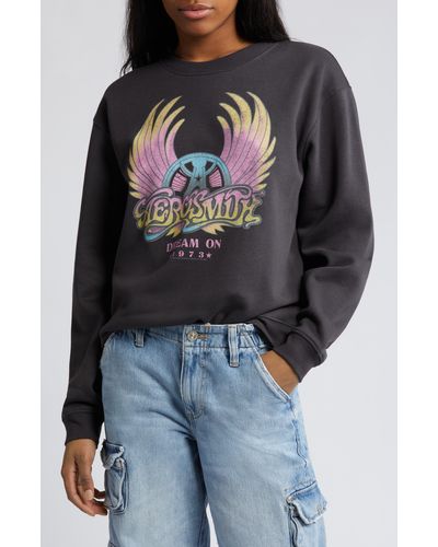 THE VINYL ICONS Aerosmith Graphic Sweatshirt - Black