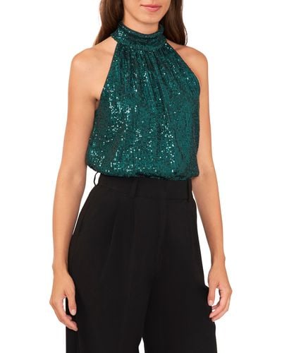 Halogen® Halogen(r) Halter Neck Sequin Top - Green