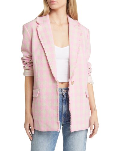 Vero Moda Bree Kae Check Tweed Blazer - Pink