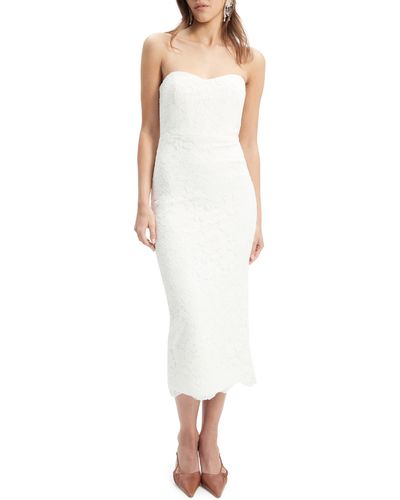Bardot Kayleigh Strapless Lace Midi Dress - White