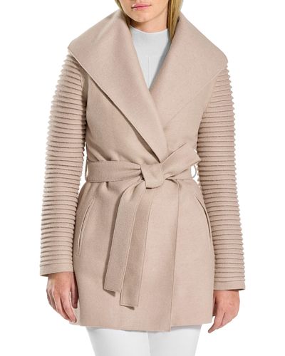 Sentaler Rib Sleeve Alpaca & Wool Wrap Coat - Natural