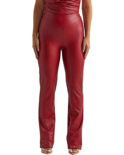 Naked Wardrobe Faux The Love Of Bootcut Pants - Red