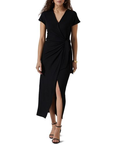 Astr Knit Wrap Dress - Black