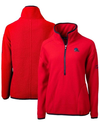 Cutter & Buck Cleveland Browns Americana Cascade Eco Sherpa Fleece Half-zip Pullover Jacket At Nordstrom - Red