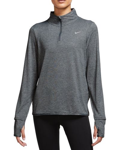 Nike Dri-fit Swift Element Uv Quarter Zip Running Pullover - Gray