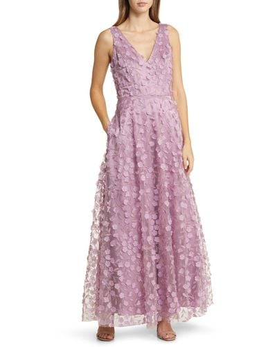 Eliza J 3d Floral Evening Gown - Purple