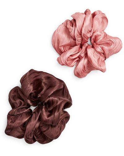Tasha Assorted 2-pack Oversize Satin Scrunchies - Pink