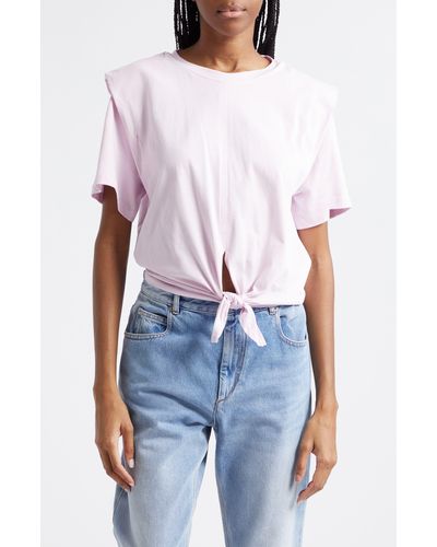 Isabel Marant Zelikia Modern Tie Front Cotton Jersey Top - Pink