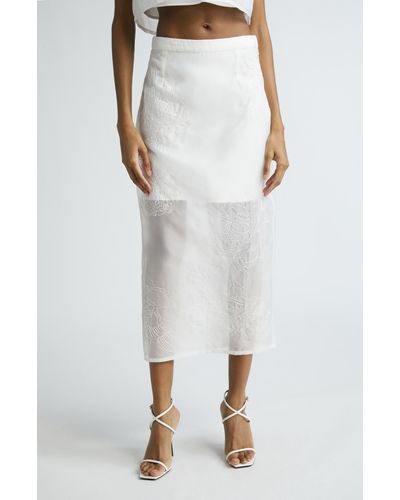Cinq À Sept Etta Floral Embroidered Maxi Skirt - White